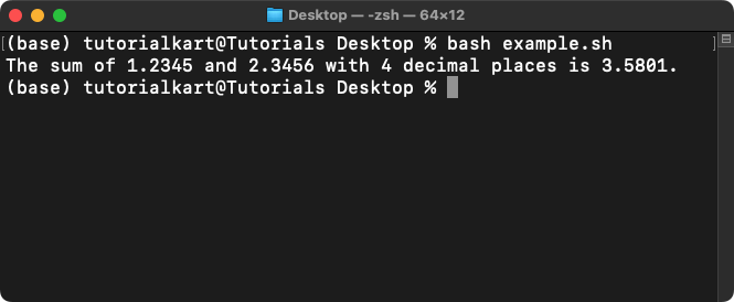 Bash Floating Point Addition Using scale with bc for Precision